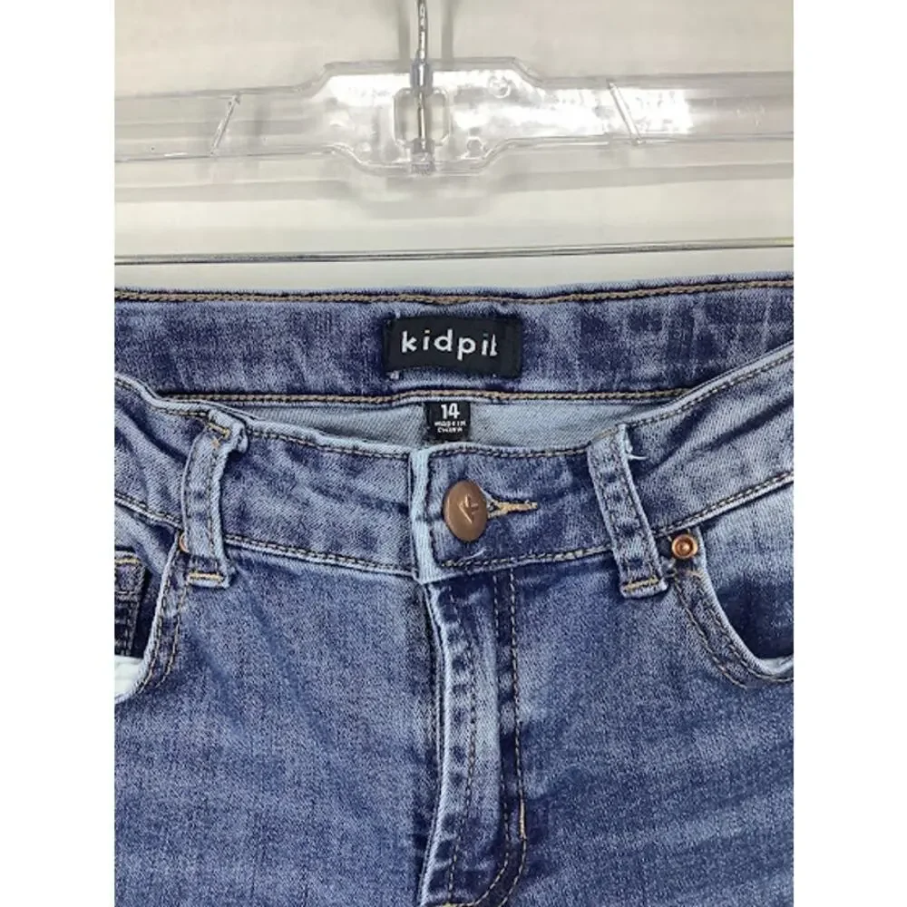 Kid Pik Girl's Medium Wash Denim Blue Skinny Jeans Kids Youth Size 14